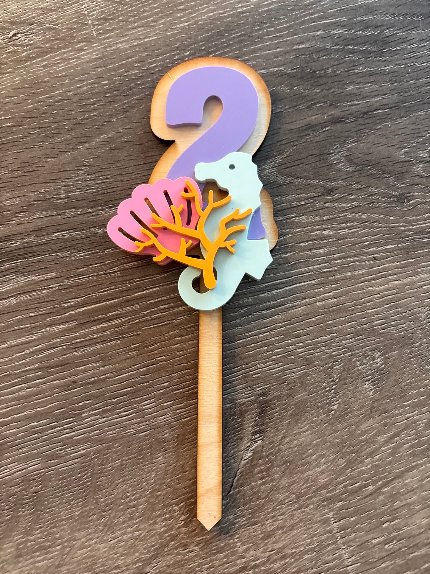 Under the Sea 2nd Birthday Cake Topper