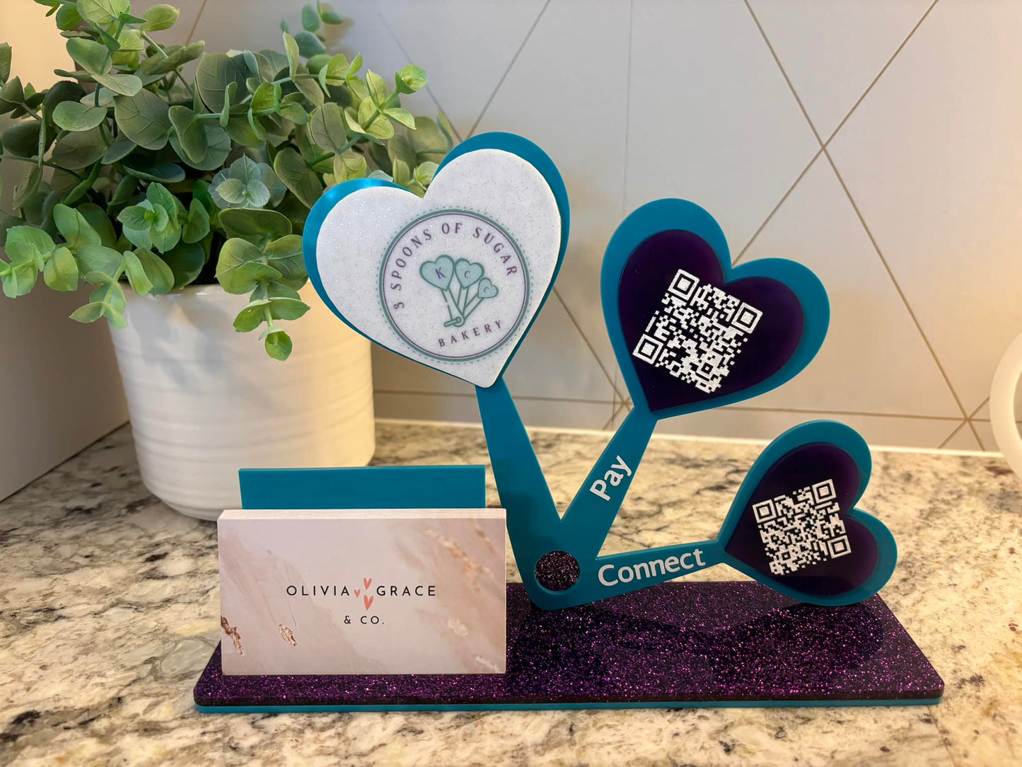 DEPOSIT for 1.5 Arch w. 2 QR Codes & Biz Card Holder