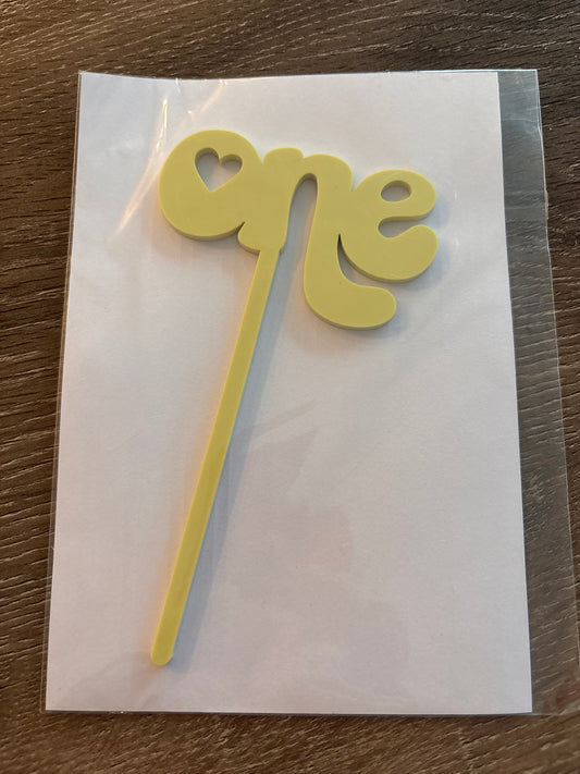 One w. Heart Cake Topper