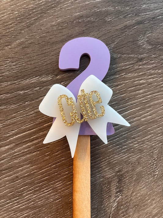 2 Cute & Bow Cake Topper