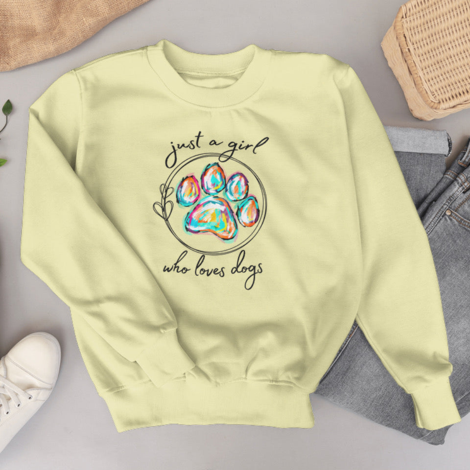 Just a Girl Who Loves Dogs Crewneck w. Personalization