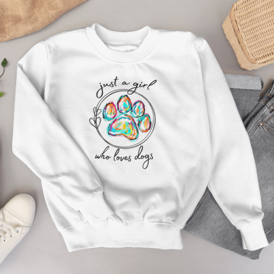 Just a Girl Who Loves Dogs Crewneck w. Personalization