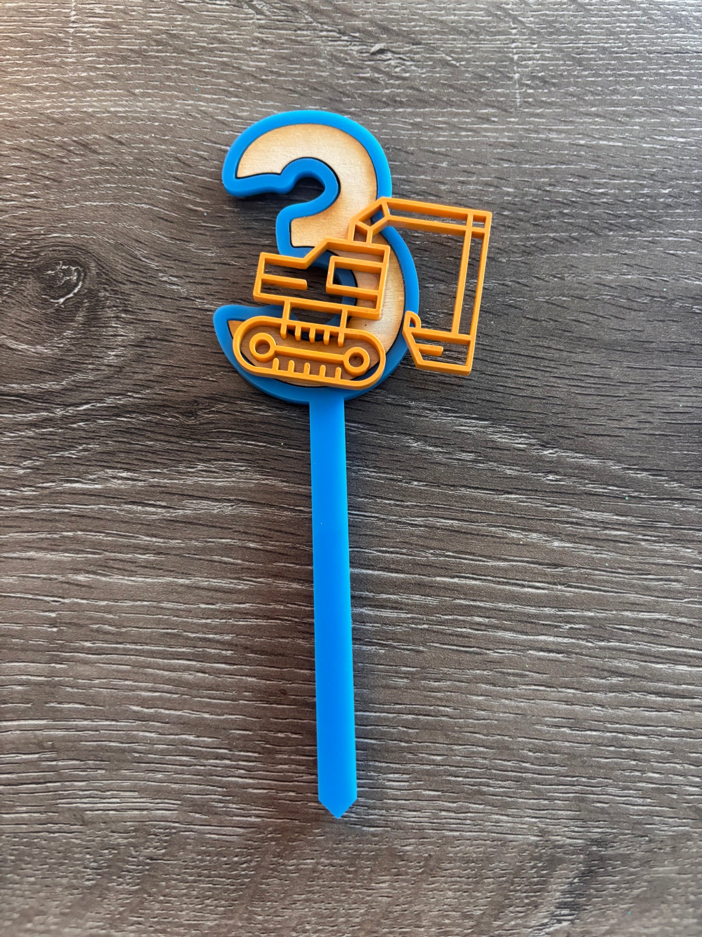 Bulldozer 3rd Birthday Cake Topper