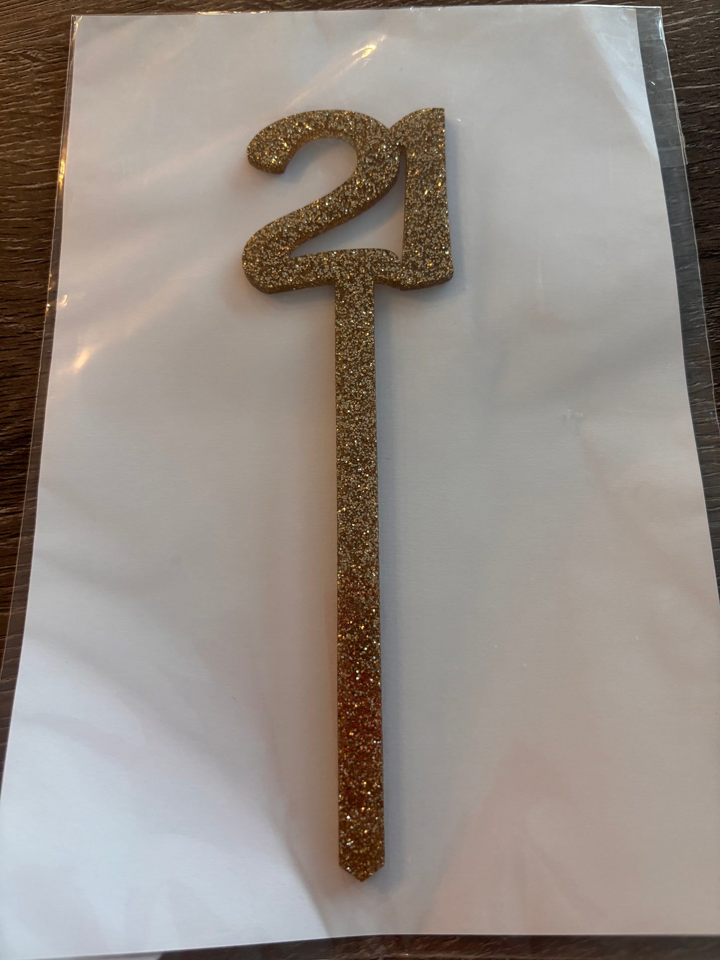 21st Birthday Glitter Gold Cake Topper