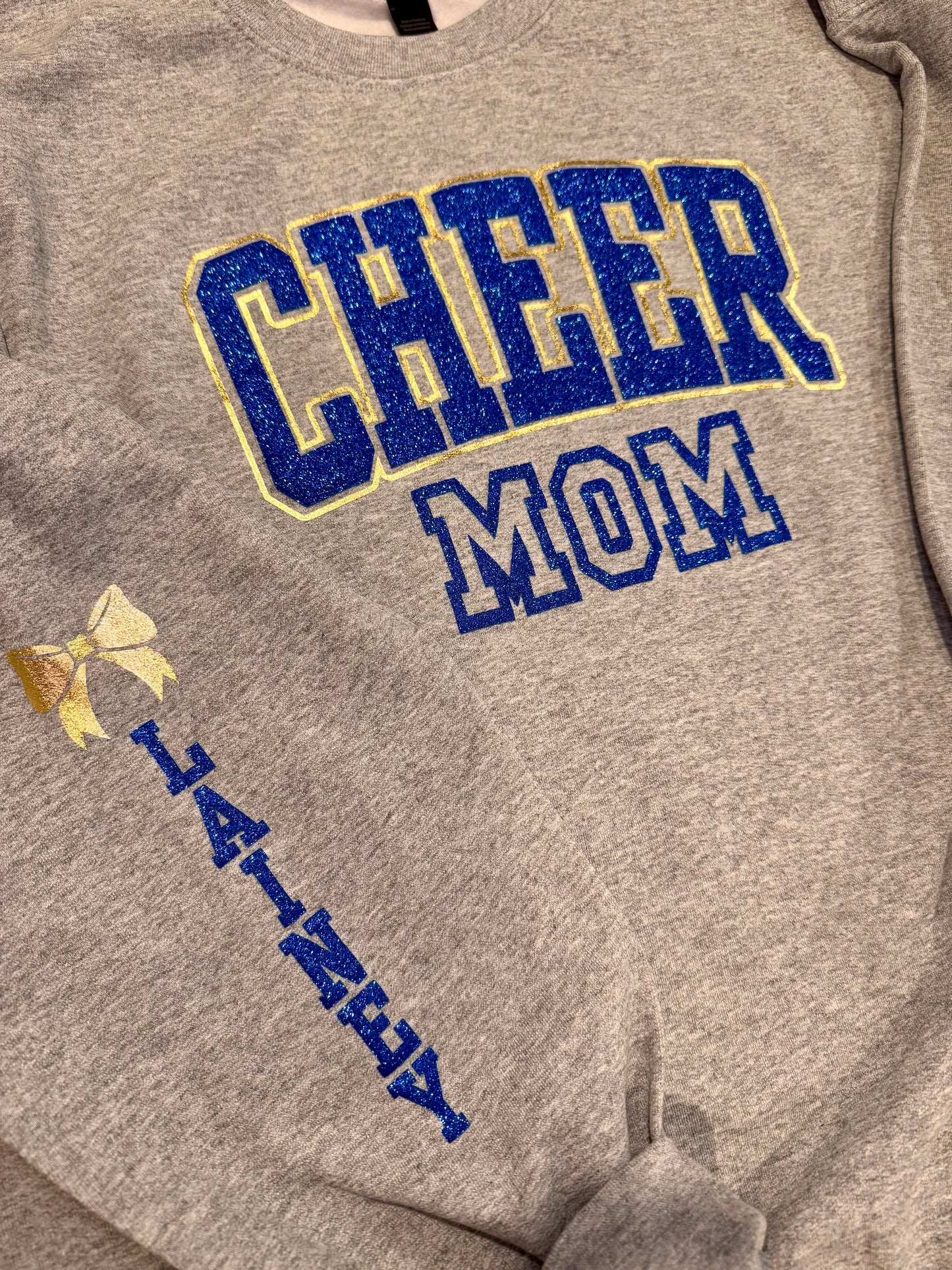 Cheer Mom Glitter Crew Neck Sweatshirt