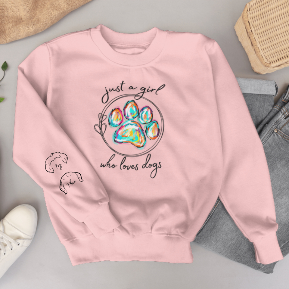 Just a Girl Who Loves Dogs Crewneck w. Personalization